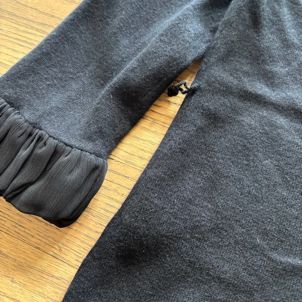 J. Jill Womens Small Petite Black Ruffle Trim Button Front Cardigan‎ Sweater